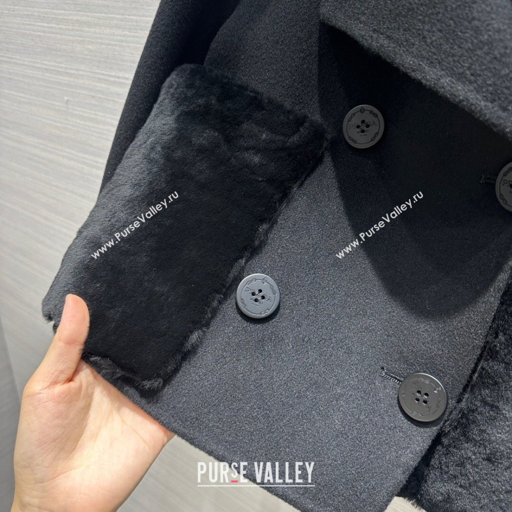 Prada Cashmere Short Coat P102010 Black 2023 (Q-23102010)