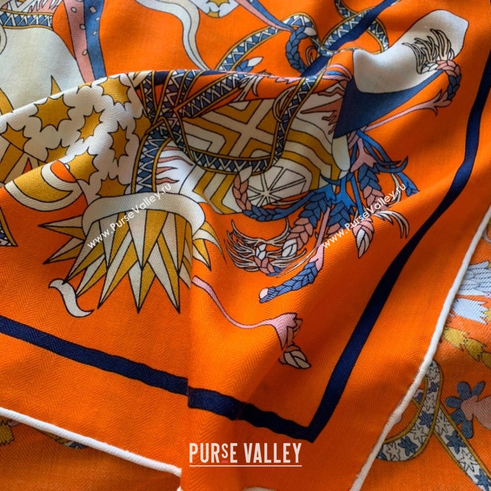 Hermes Cashmere Silk Sqaure Shawl Scarf 140cm H8607 Orange 2024 Top (WNS-24080607)