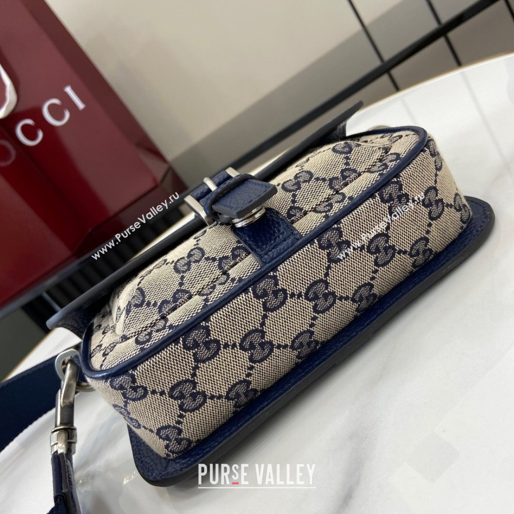 Gucci GG Super Mini Bag in Beige and Blue Original GG Canvas and Leather 795213 2024 (XLU-24093027)