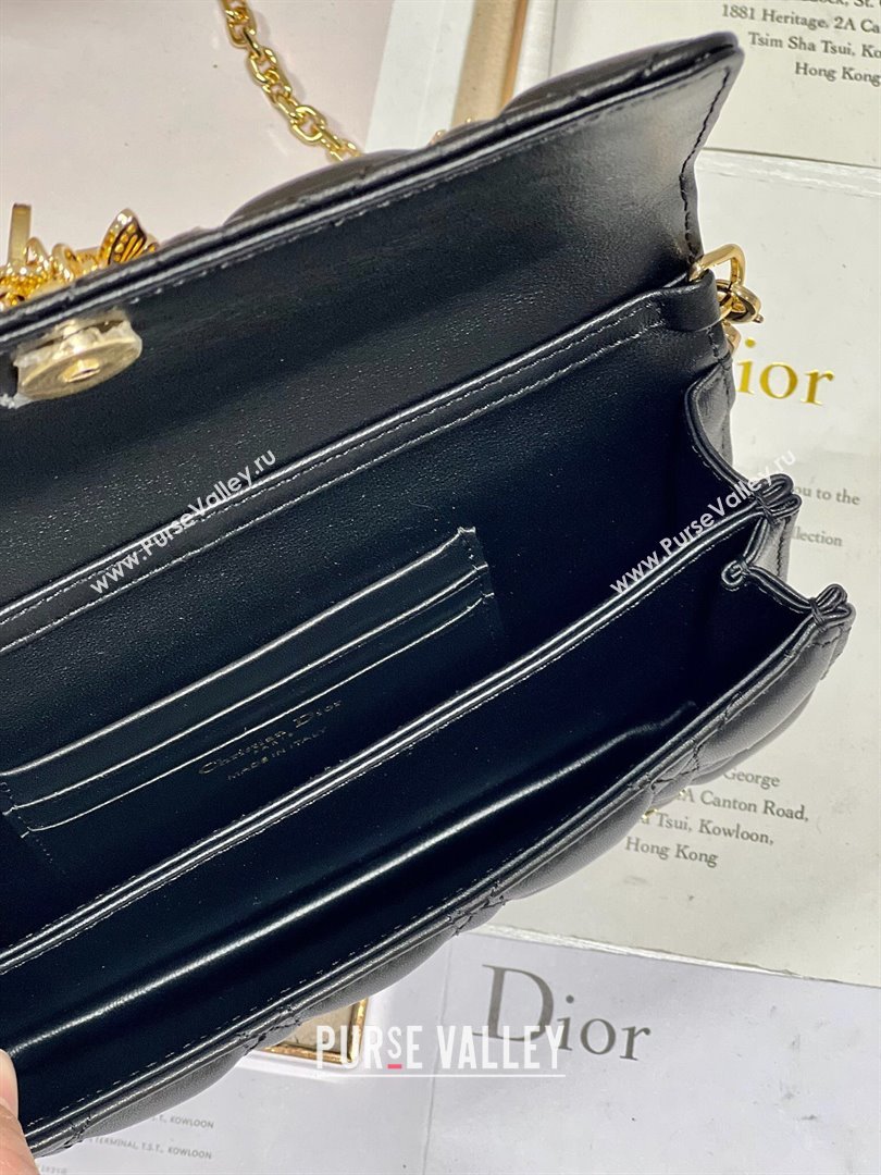 Dior Miss Dior Top Handle Bag with Gold-Finish Butterfly Studs Black 2024 (DMZ-241807)