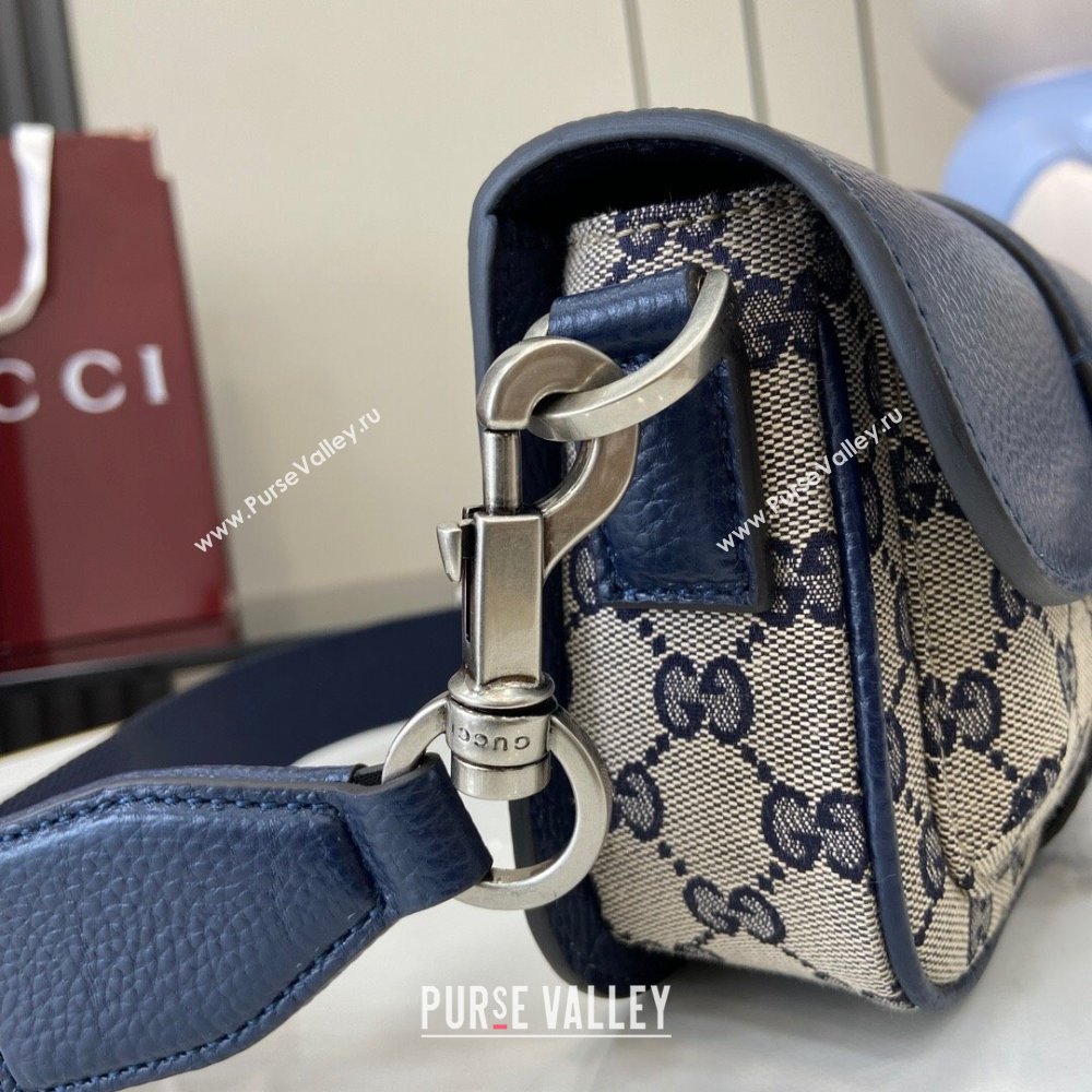 Gucci GG Super Mini Bag in Beige and Blue Original GG Canvas and Leather 795213 2024 (XLU-24093027)