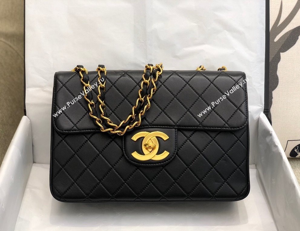 Chanel Vintage Quilted Leather Flap Bag A088 Black/Gold 2021 (SM-211115053)