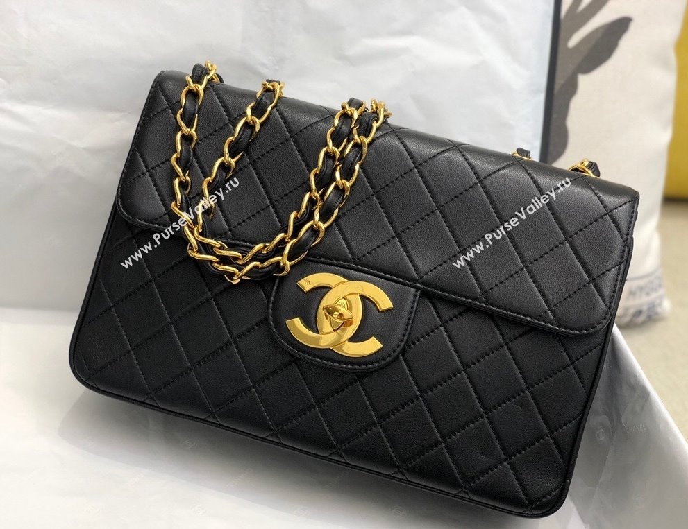 Chanel Vintage Quilted Leather Flap Bag A088 Black/Gold 2021 (SM-211115053)