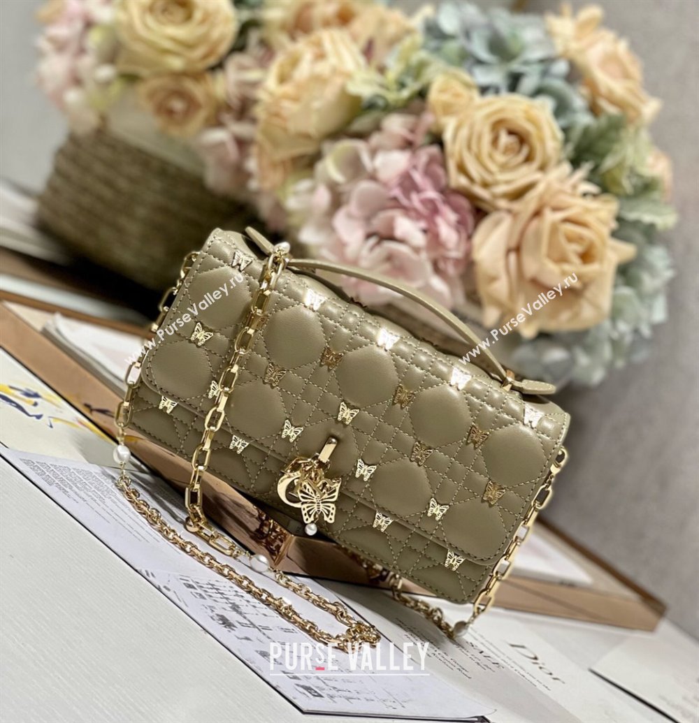 Dior Miss Dior Top Handle Bag with Gold-Finish Butterfly Studs Beige 2024 (DMZ-241808)