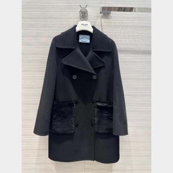 Prada Cashmere Coat P102009 Black 2023 (Q-23102009)