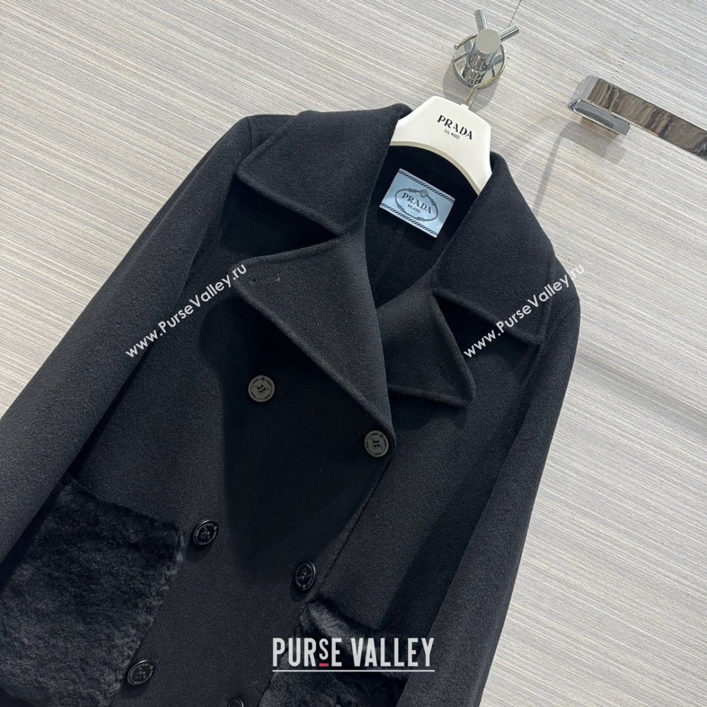 Prada Cashmere Coat P102009 Black 2023 (Q-23102009)