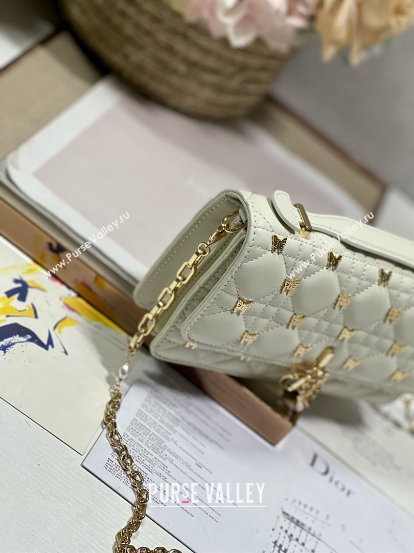 Dior Miss Dior Top Handle Bag with Gold-Finish Butterfly Studs White 2024 (DMZ-241809)