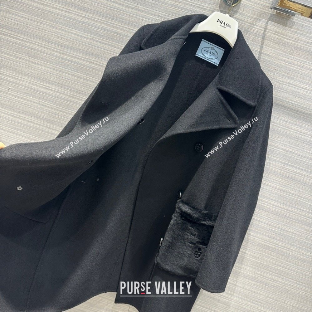 Prada Cashmere Coat P102009 Black 2023 (Q-23102009)