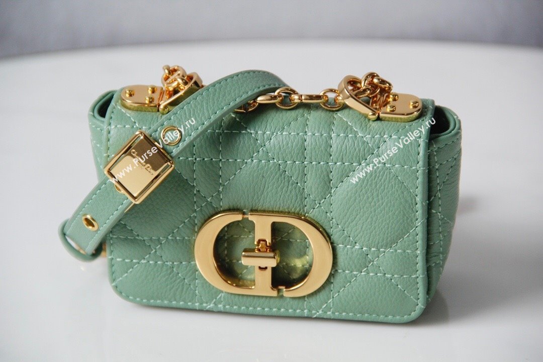 Dior Micro Caro Bag in Green Supple Cannage Calfskin 2024 (DMZ-241812 )