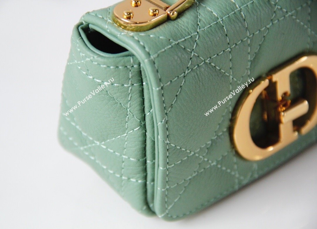 Dior Micro Caro Bag in Green Supple Cannage Calfskin 2024 (DMZ-241812 )