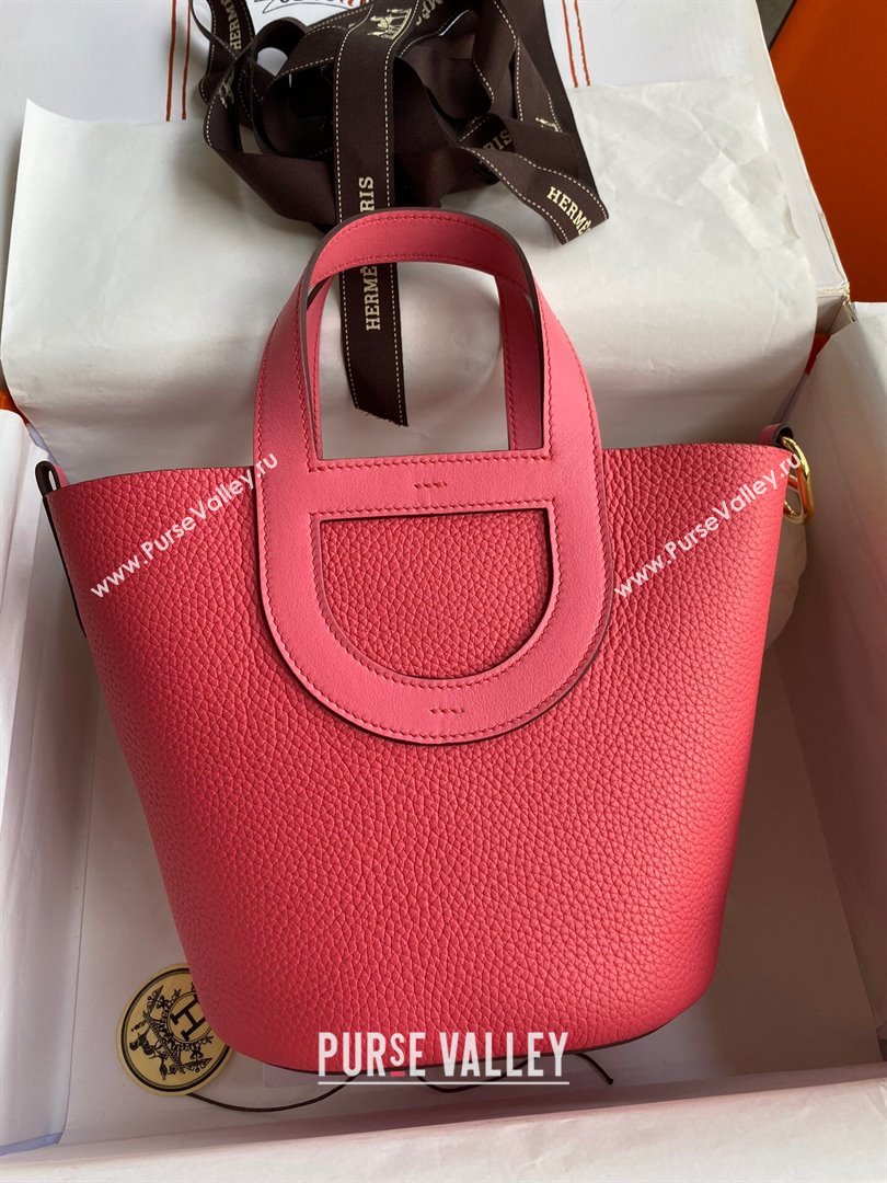 Hermes In-The-Loop Bag 18cm in Original Taurillon Clemence Leather Azalee/Gold 2024 (Full Handmade) (XYA-24111505)