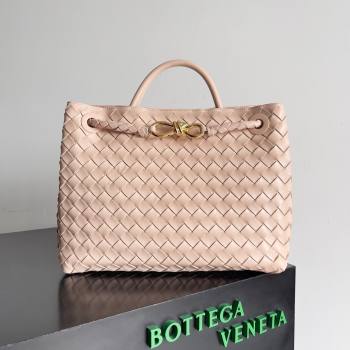Bottega Veneta Medium Andiamo Top Handle Bag in Intrecciato Leather 743572 Nude Pink 2024 (MS-24042409)