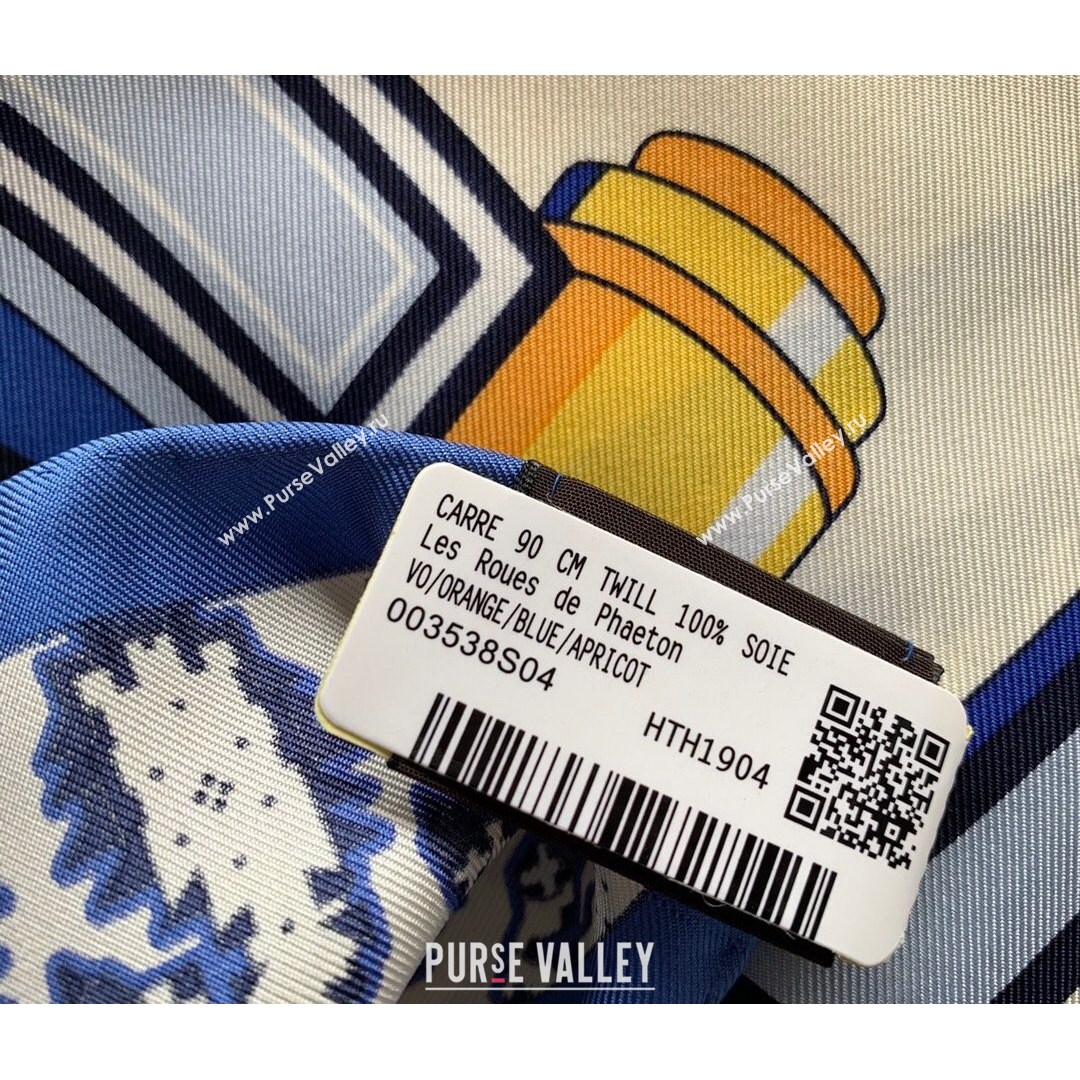 Hermes Phaethon Wheel Twilly Silk Square Scarf 90x90cm Blue 2021 (WNS-21081811)