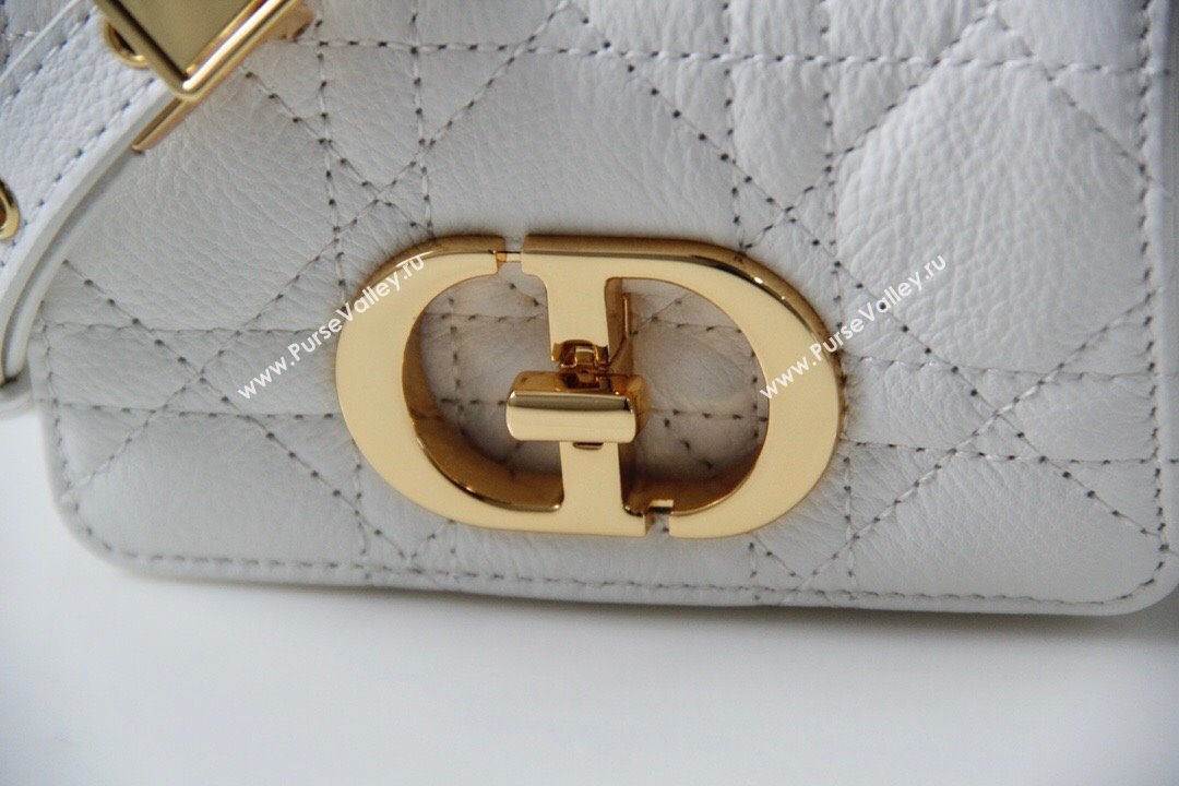Dior Micro Caro Bag in White Supple Cannage Calfskin 2024 (DMZ-241814)