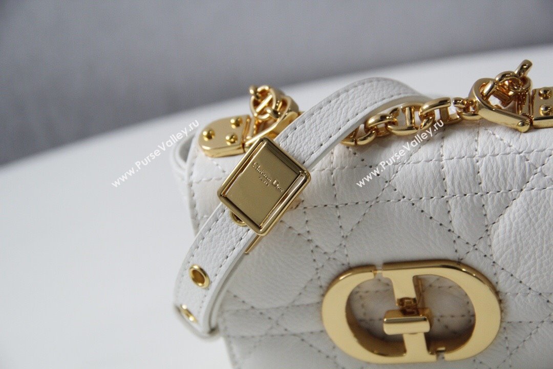 Dior Micro Caro Bag in White Supple Cannage Calfskin 2024 (DMZ-241814)