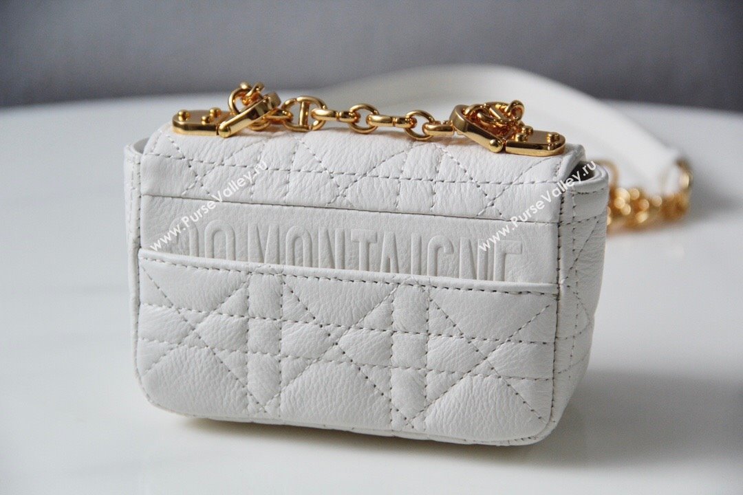 Dior Micro Caro Bag in White Supple Cannage Calfskin 2024 (DMZ-241814)