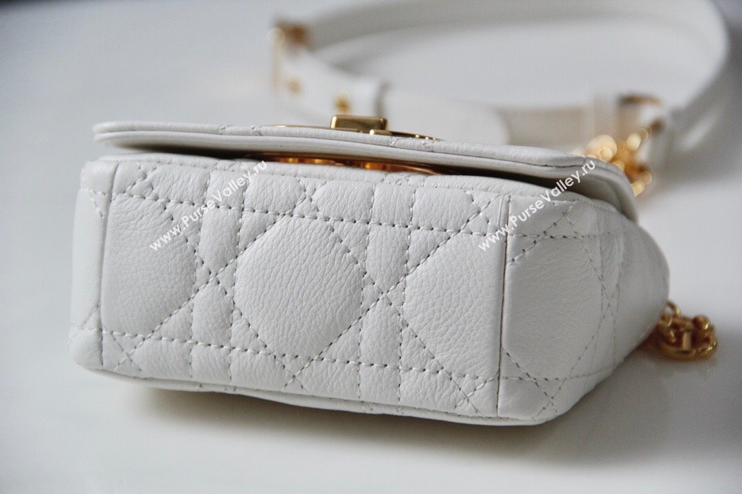 Dior Micro Caro Bag in White Supple Cannage Calfskin 2024 (DMZ-241814)