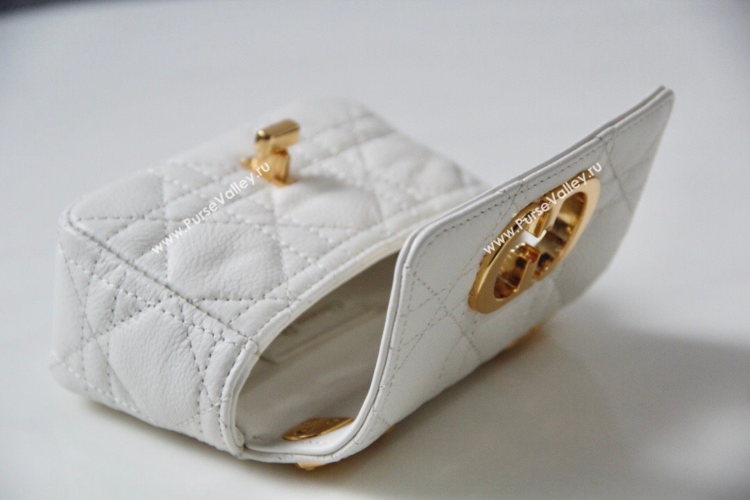 Dior Micro Caro Bag in White Supple Cannage Calfskin 2024 (DMZ-241814)