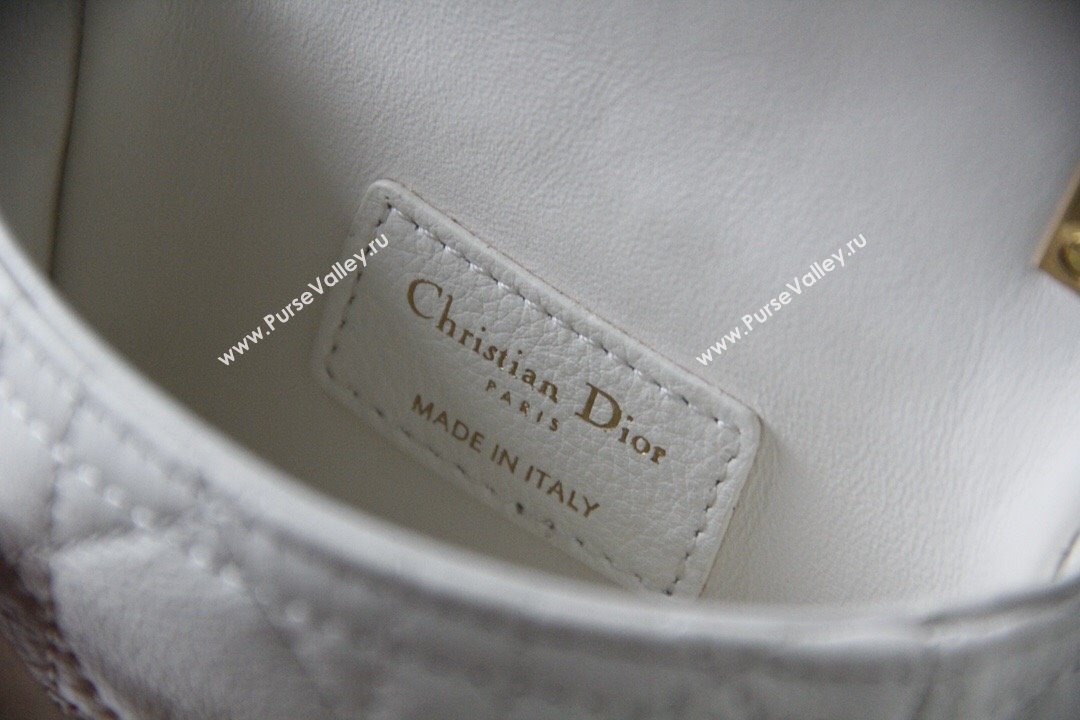 Dior Micro Caro Bag in White Supple Cannage Calfskin 2024 (DMZ-241814)