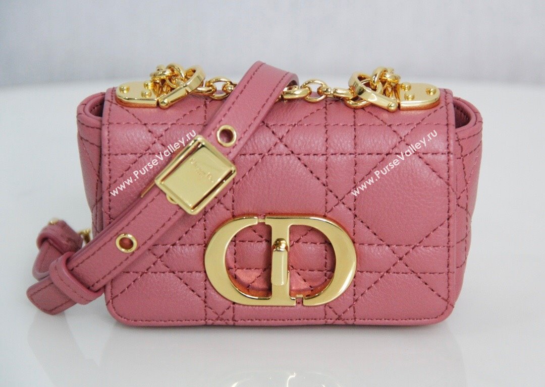 Dior Micro Caro Bag in Pink Supple Cannage Calfskin 2024 (DMZ-241813)