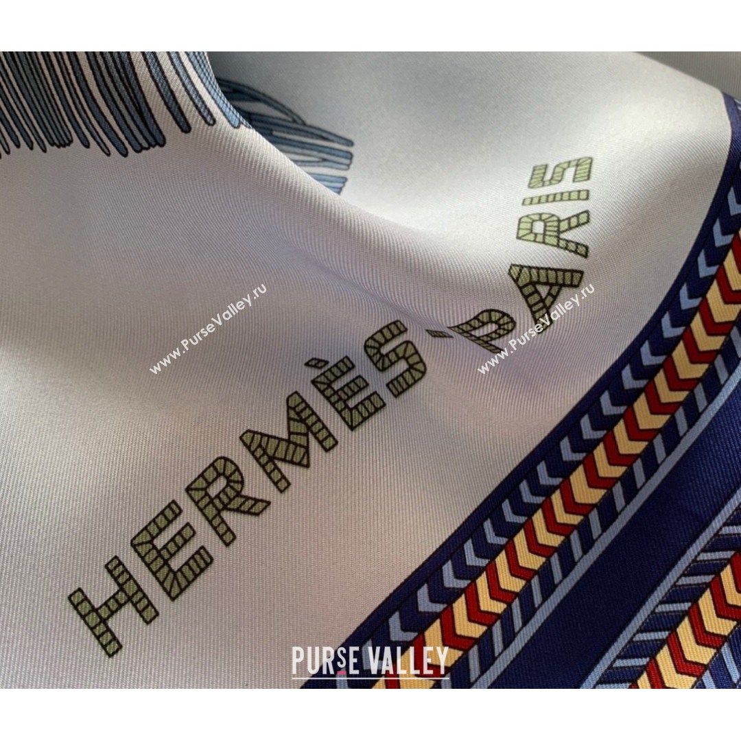 Hermes Prairie Saddle Twilly Silk Square Scarf 90x90cm Blue 2021 (WNS-21081814)