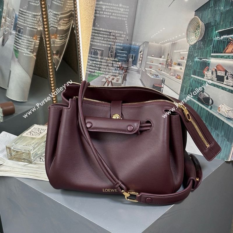 Loewe Small Madrid bag in supple calfskin Dark Burgundy 2025 012452 (nana-250925039)