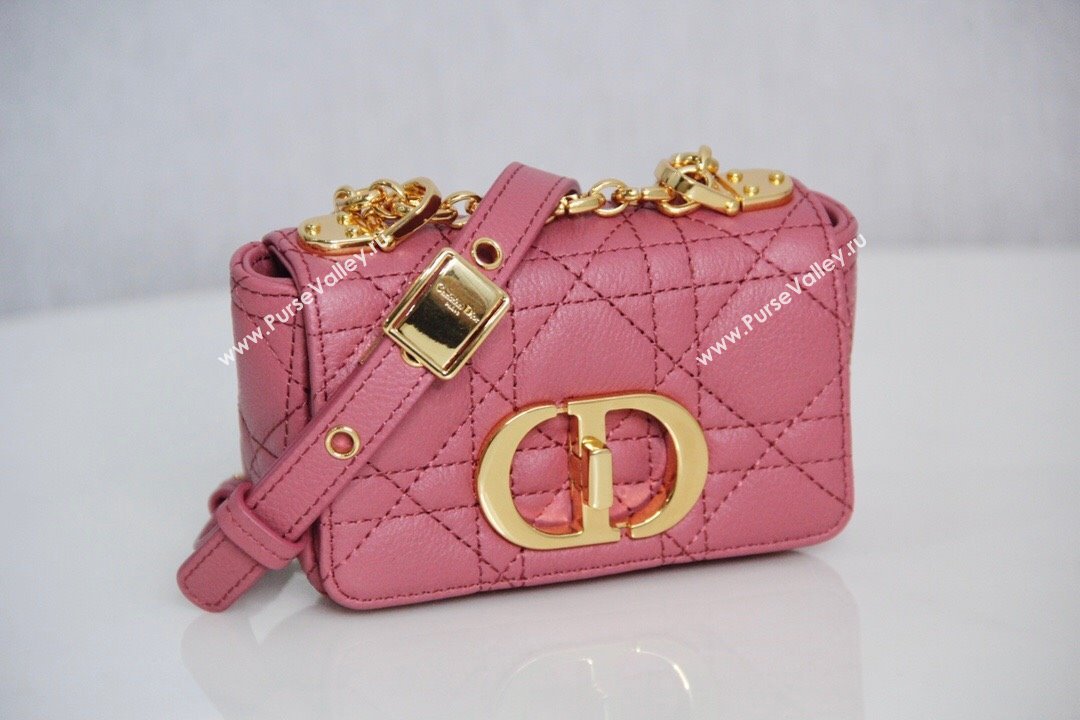 Dior Micro Caro Bag in Pink Supple Cannage Calfskin 2024 (DMZ-241813)