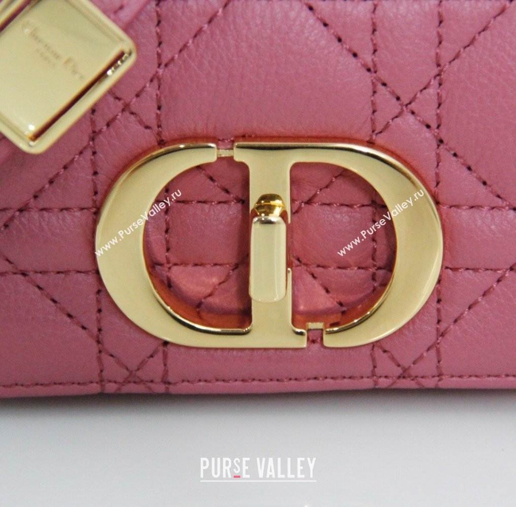 Dior Micro Caro Bag in Pink Supple Cannage Calfskin 2024 (DMZ-241813)