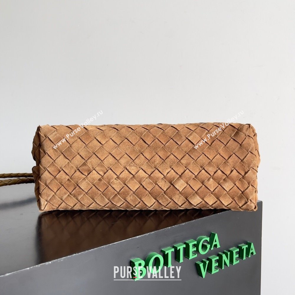 Bottega Veneta Medium Andiamo Top Handle Bag in Intrecciato Suede 743572 Brown 2024 (MS-24042410)