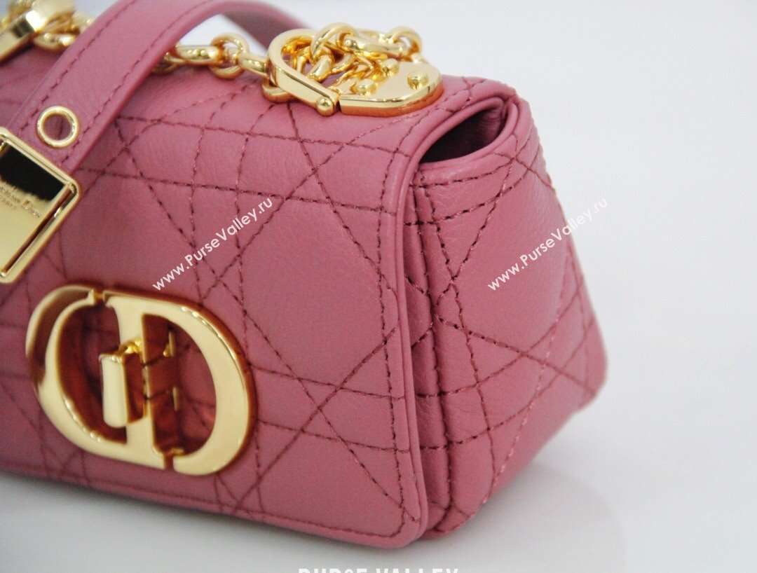 Dior Micro Caro Bag in Pink Supple Cannage Calfskin 2024 (DMZ-241813)