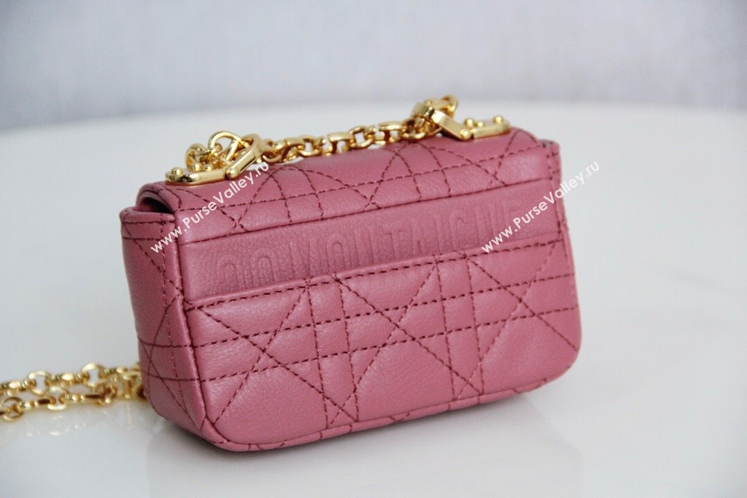 Dior Micro Caro Bag in Pink Supple Cannage Calfskin 2024 (DMZ-241813)