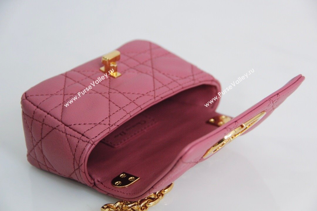 Dior Micro Caro Bag in Pink Supple Cannage Calfskin 2024 (DMZ-241813)