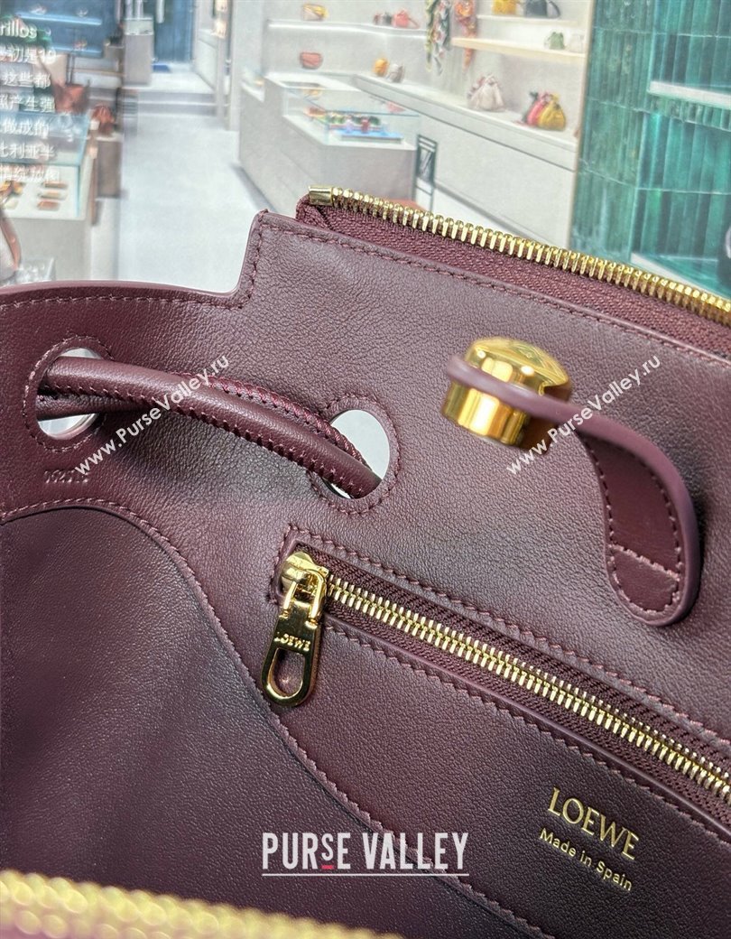 Loewe Small Madrid bag in supple calfskin Dark Burgundy 2025 012452 (nana-250925039)