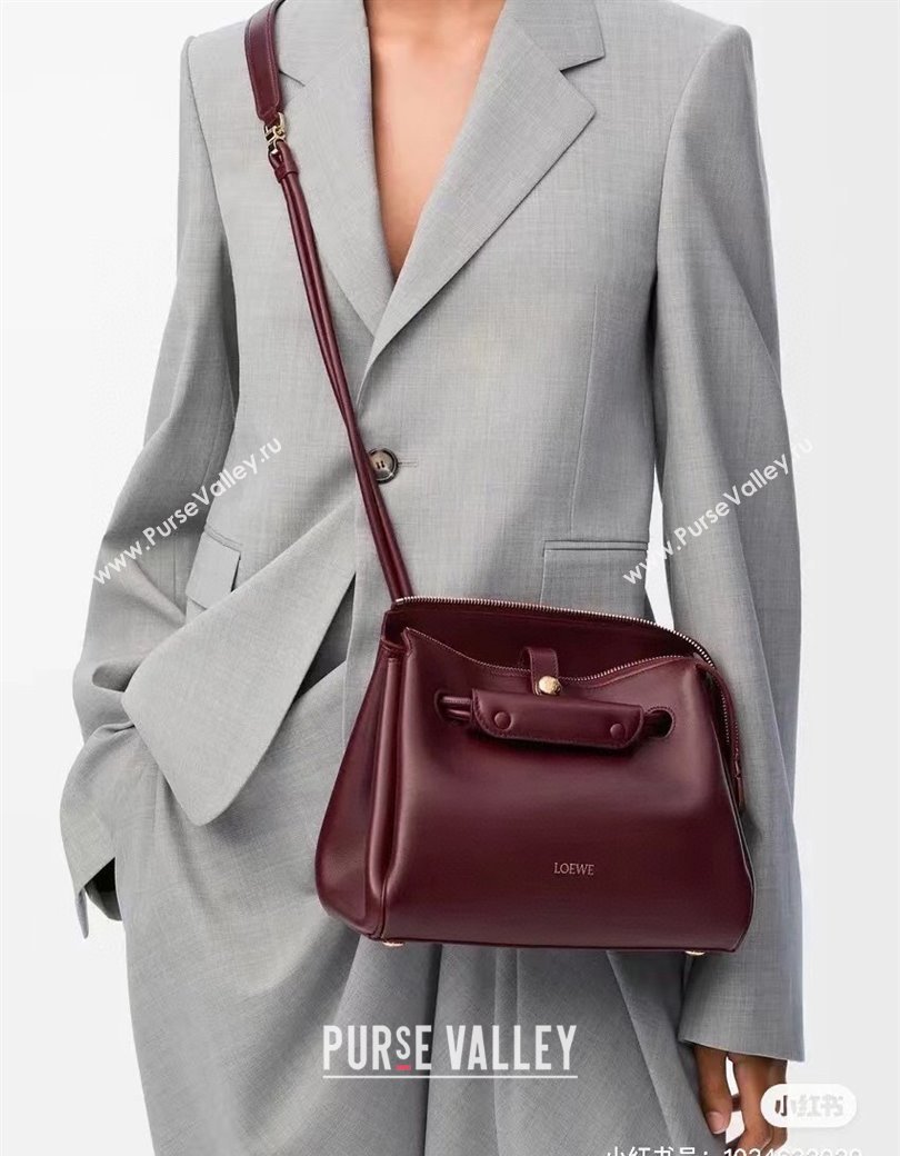 Loewe Small Madrid bag in supple calfskin Dark Burgundy 2025 012452 (nana-250925039)