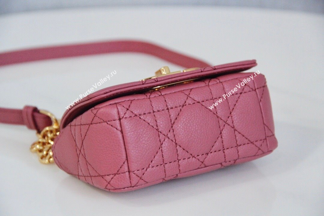 Dior Micro Caro Bag in Pink Supple Cannage Calfskin 2024 (DMZ-241813)