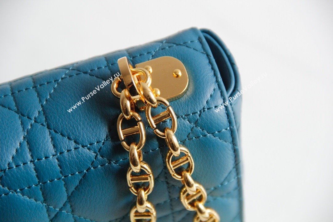 Dior Small Caro Chain Bag in Soft Cannage Calfskin Ocean Blue 2024 (DMZ-241815)