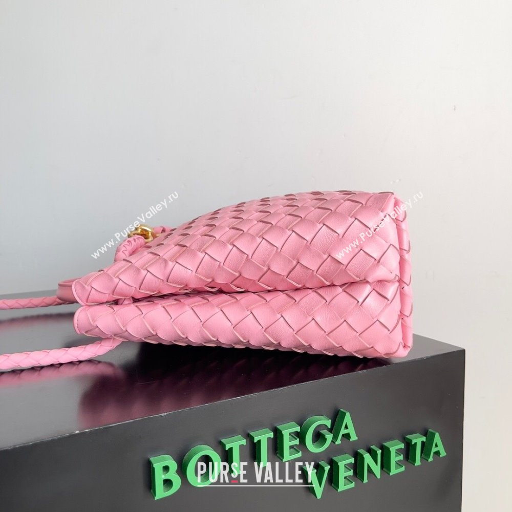 Bottega Veneta Medium Andiamo Top Handle Bag in Intrecciato Suede 743572 Pink 2024 (MS-24042411)