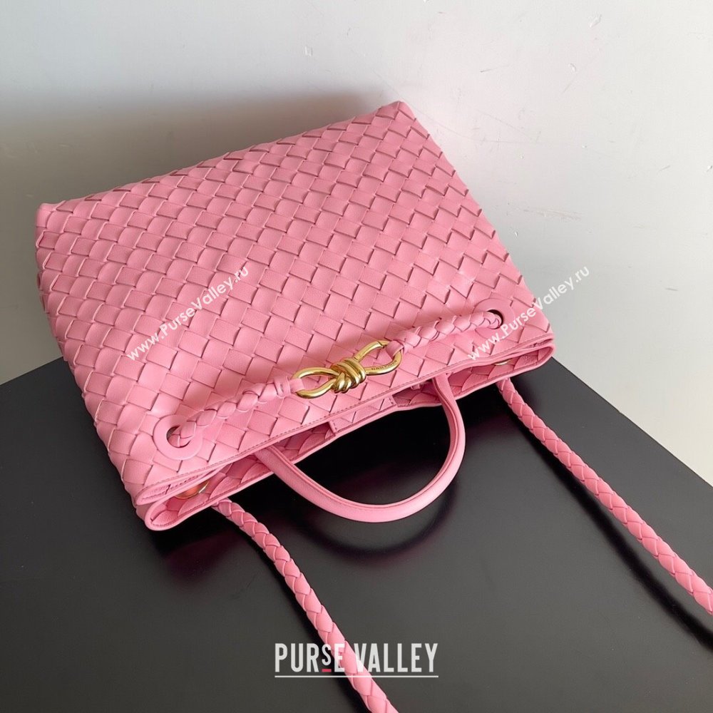 Bottega Veneta Medium Andiamo Top Handle Bag in Intrecciato Suede 743572 Pink 2024 (MS-24042411)