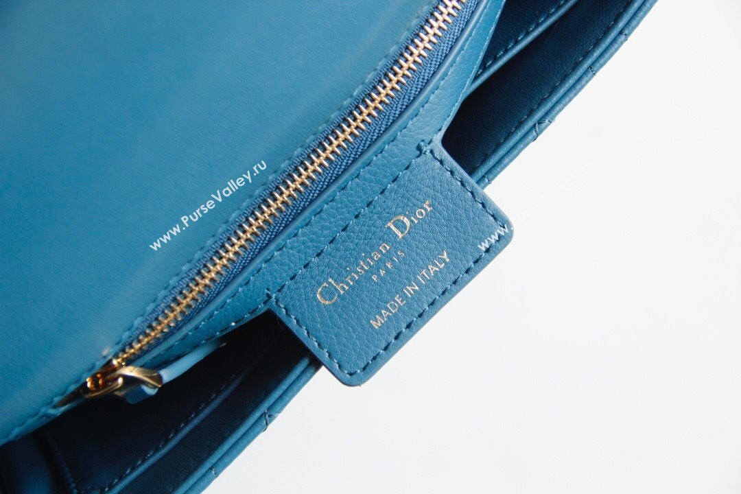 Dior Small Caro Chain Bag in Soft Cannage Calfskin Ocean Blue 2024 (DMZ-241815)
