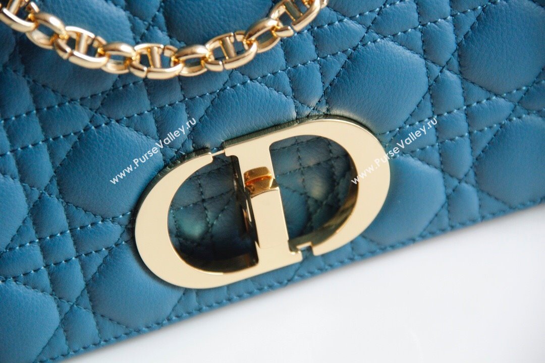 Dior Large Caro Chain Bag in Soft Cannage Calfskin Ocean Blue 2024 (DMZ-241816)