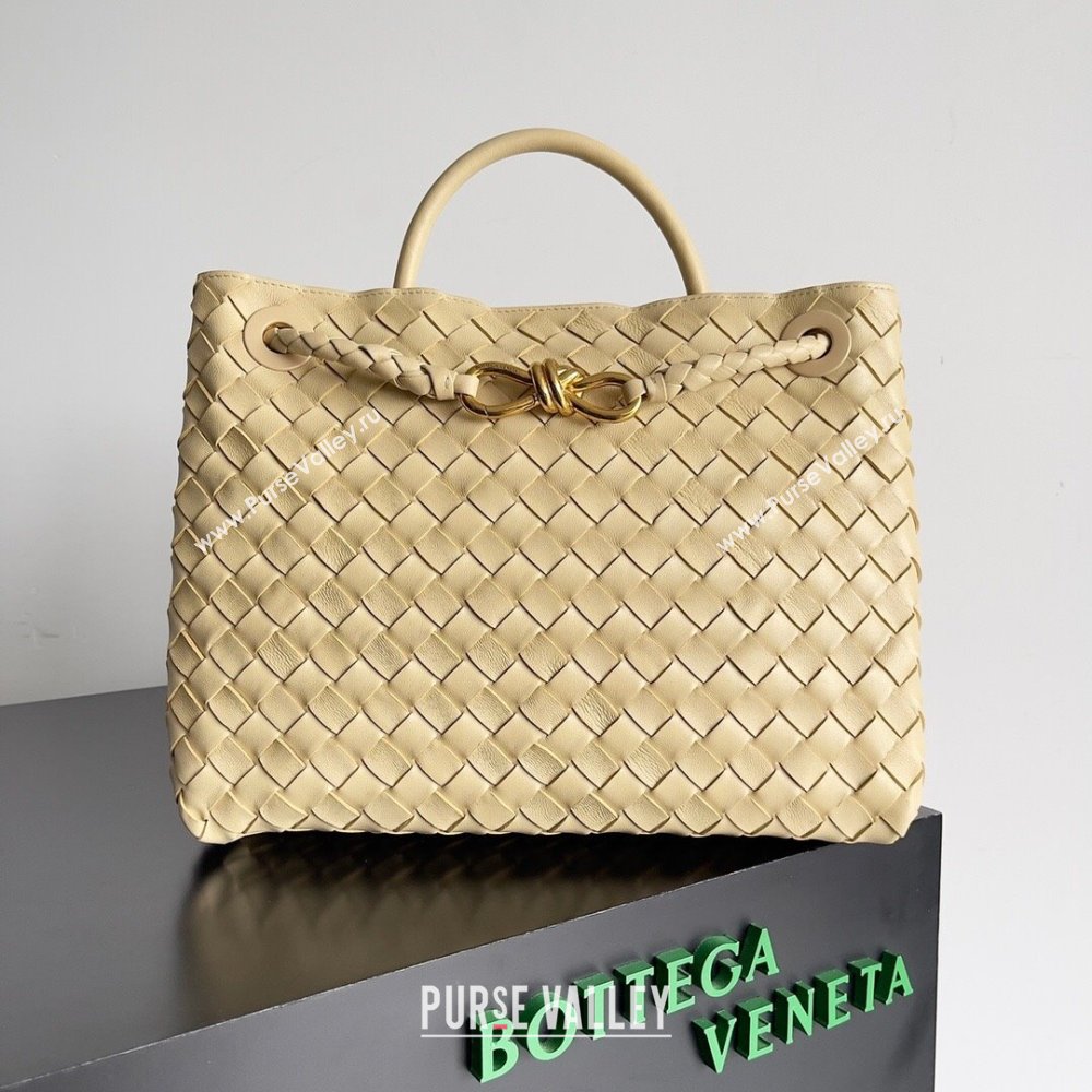 Bottega Veneta Medium Andiamo Top Handle Bag in Intrecciato Leather 743572 Yellow 2024 (MS-24042412)