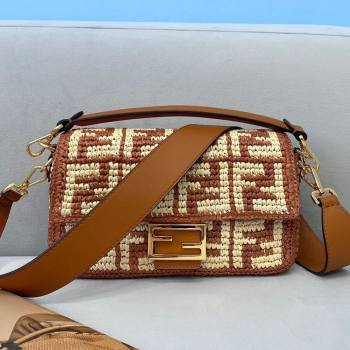 Fendi Raffia Baguette Medium Bag Brown 2021 (CL-21032012)