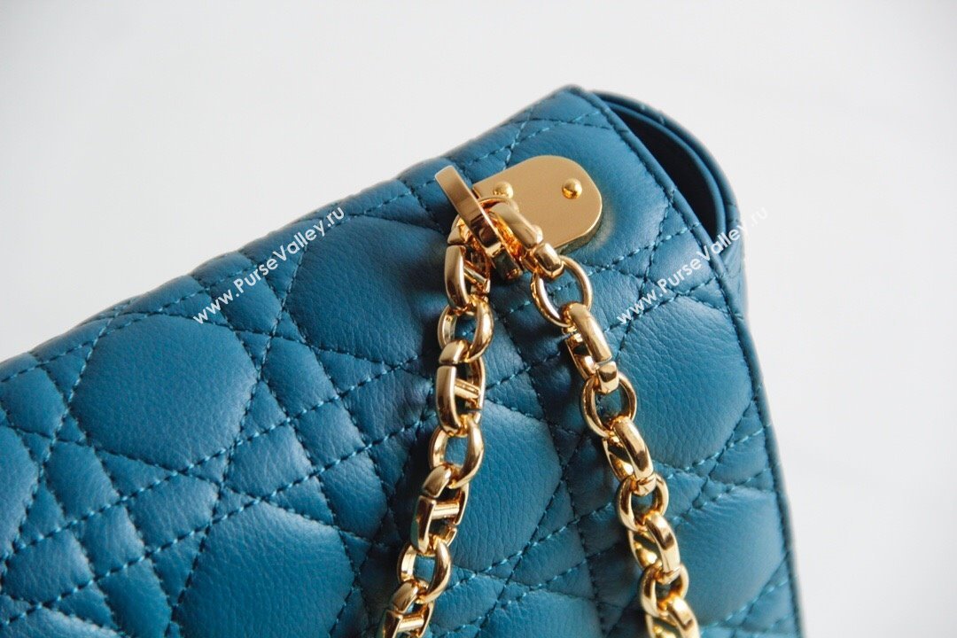 Dior Large Caro Chain Bag in Soft Cannage Calfskin Ocean Blue 2024 (DMZ-241816)