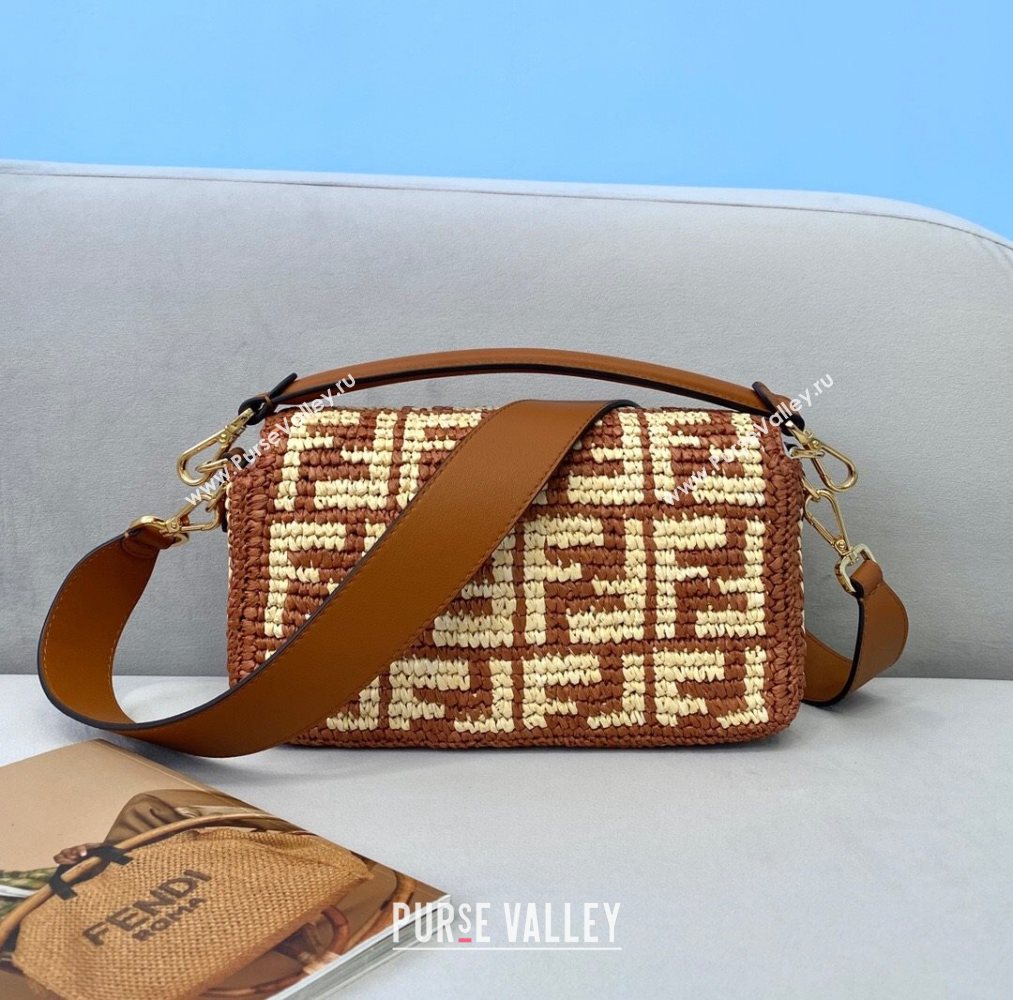 Fendi Raffia Baguette Medium Bag Brown 2021 (CL-21032012)