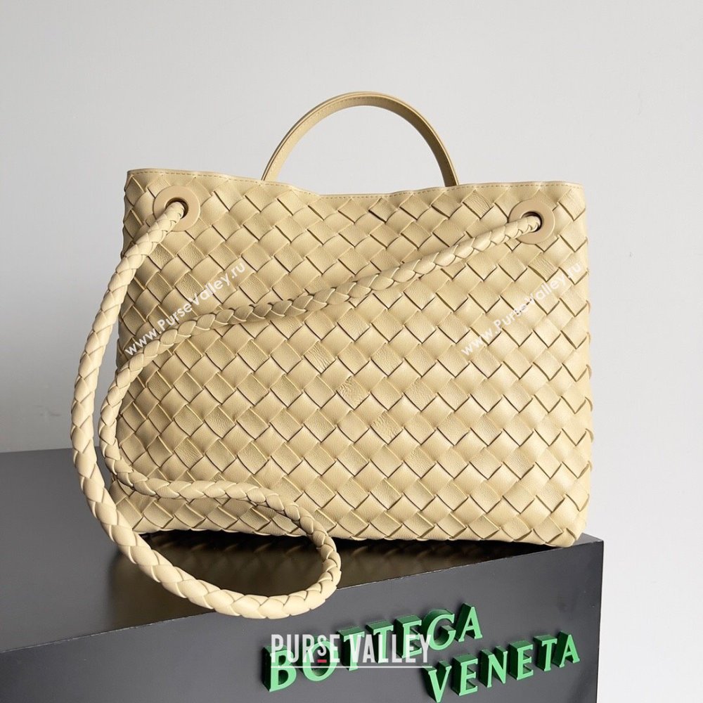 Bottega Veneta Medium Andiamo Top Handle Bag in Intrecciato Leather 743572 Yellow 2024 (MS-24042412)