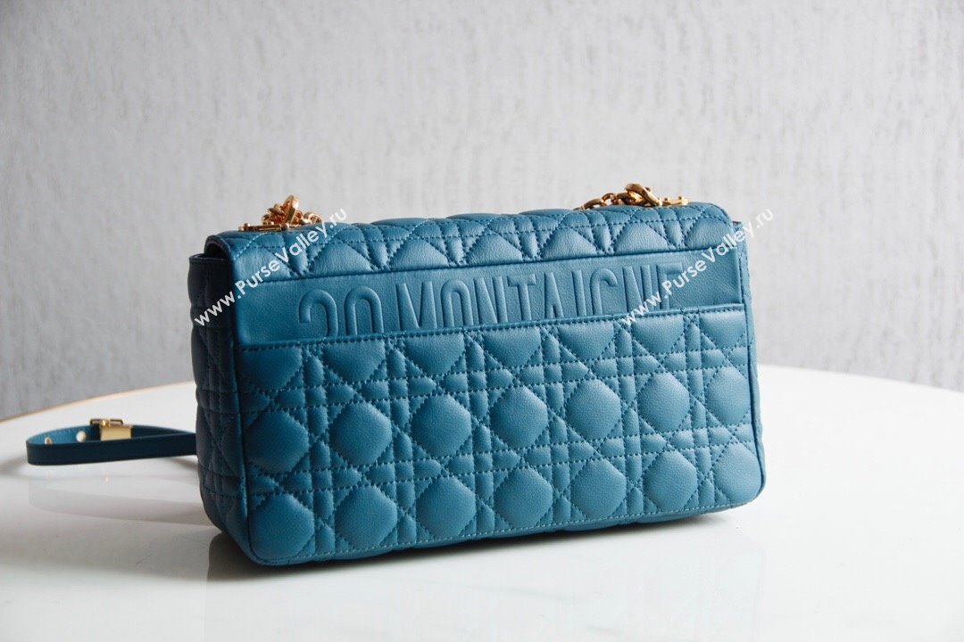 Dior Large Caro Chain Bag in Soft Cannage Calfskin Ocean Blue 2024 (DMZ-241816)