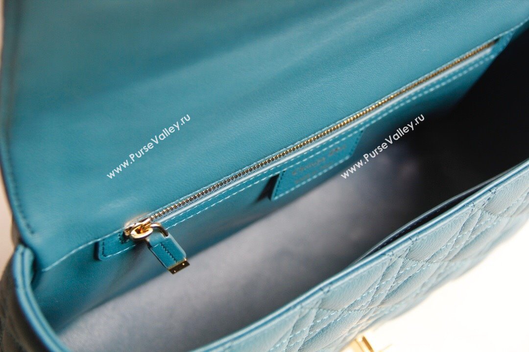 Dior Large Caro Chain Bag in Soft Cannage Calfskin Ocean Blue 2024 (DMZ-241816)