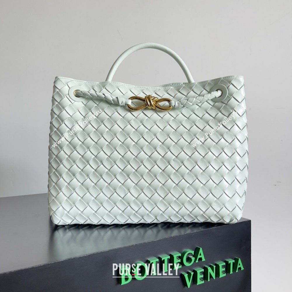 Bottega Veneta Medium Andiamo Top Handle Bag in Intrecciato Leather 743572 Mint Green 2024 (MS-24042413)