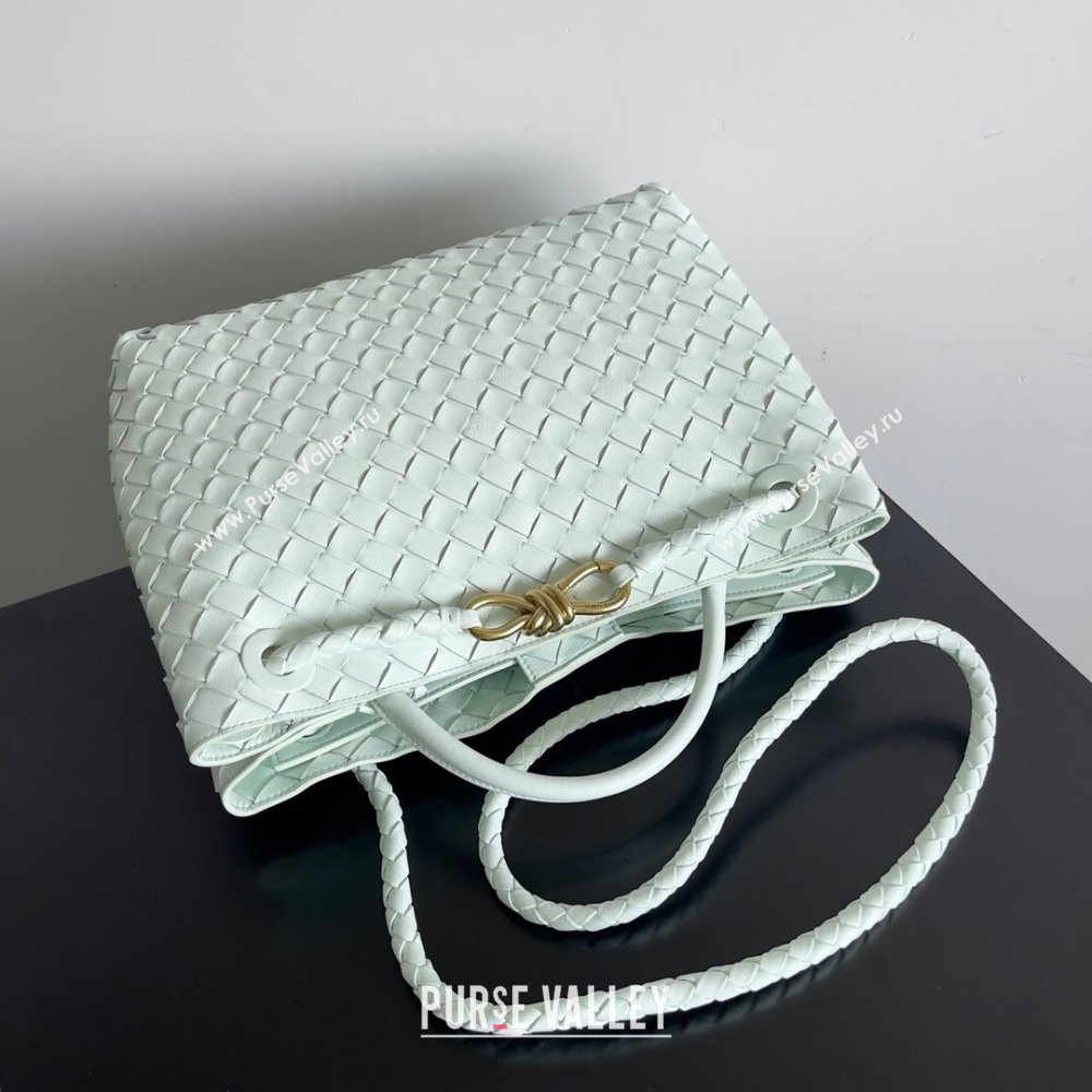 Bottega Veneta Medium Andiamo Top Handle Bag in Intrecciato Leather 743572 Mint Green 2024 (MS-24042413)