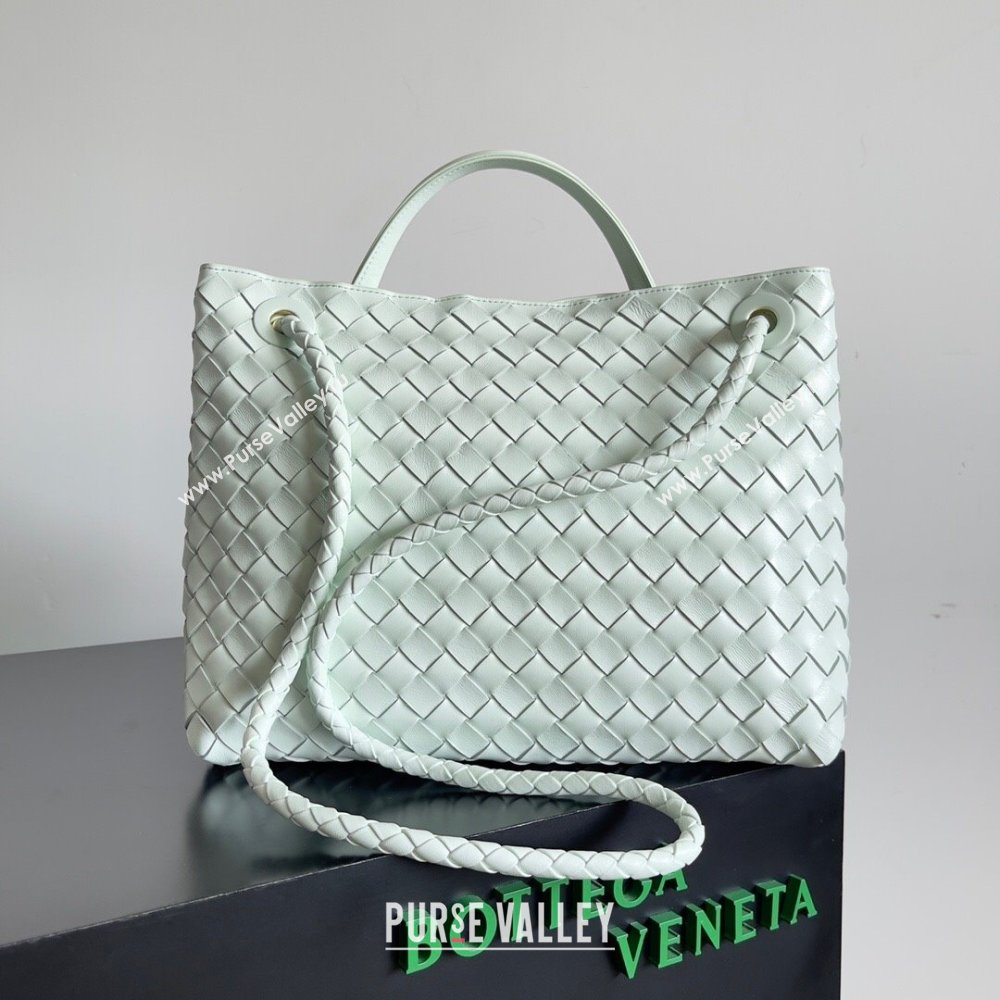 Bottega Veneta Medium Andiamo Top Handle Bag in Intrecciato Leather 743572 Mint Green 2024 (MS-24042413)